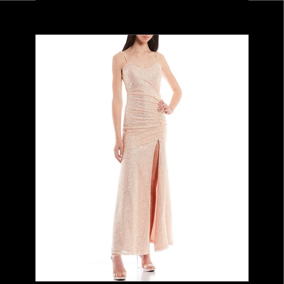 Prom Homecoming sequin long formal dress blush pink midnight doll - Picture 5 of 11